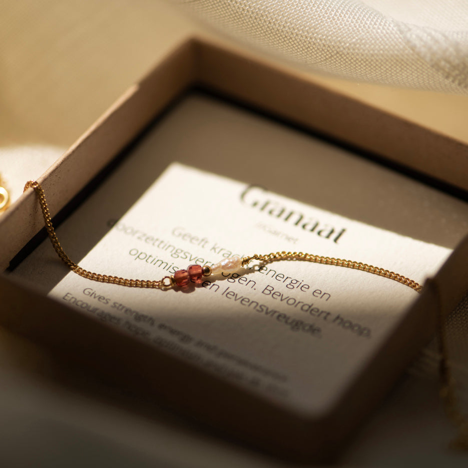 Elemental armband Granaat (geboortesteen Januari) | Verguld en zilver