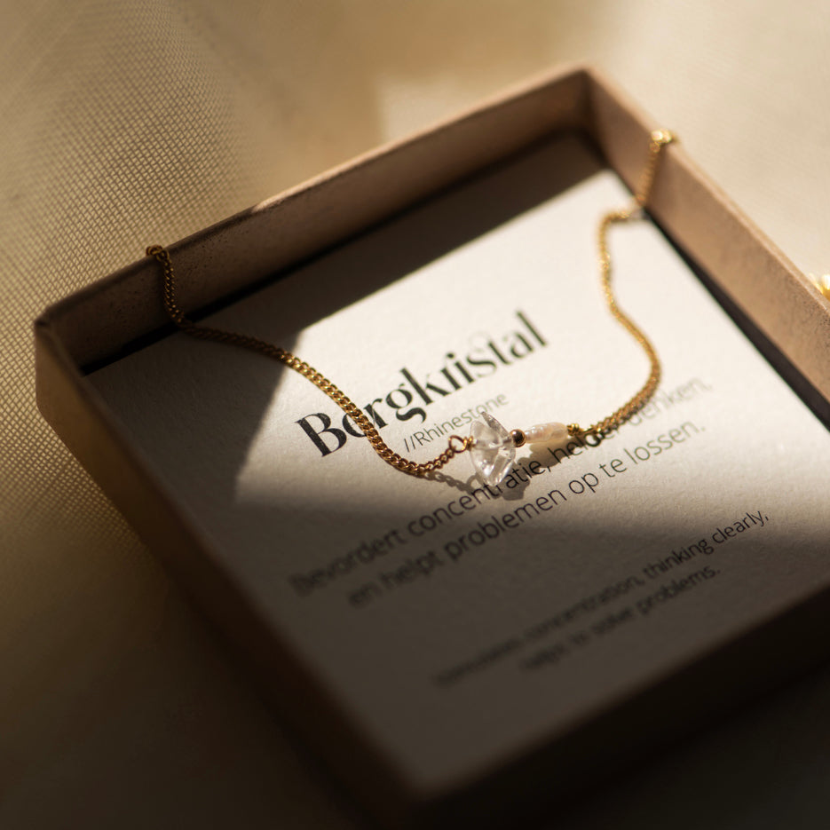 Elemental armband Bergkristal (geboortesteen April) | Verguld en zilver