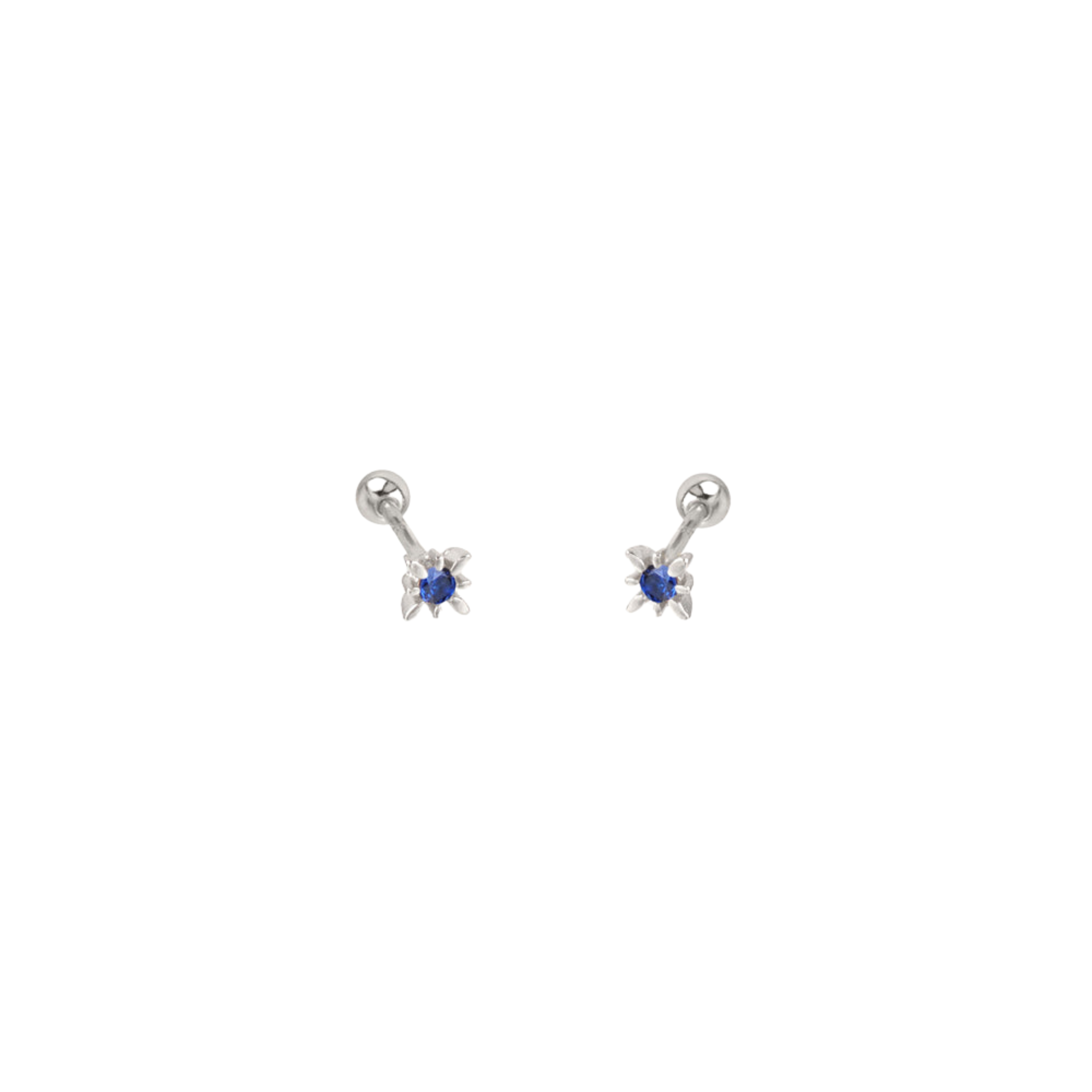 Oorstekers Molly donkerblauw - ronde achterkant | zilver