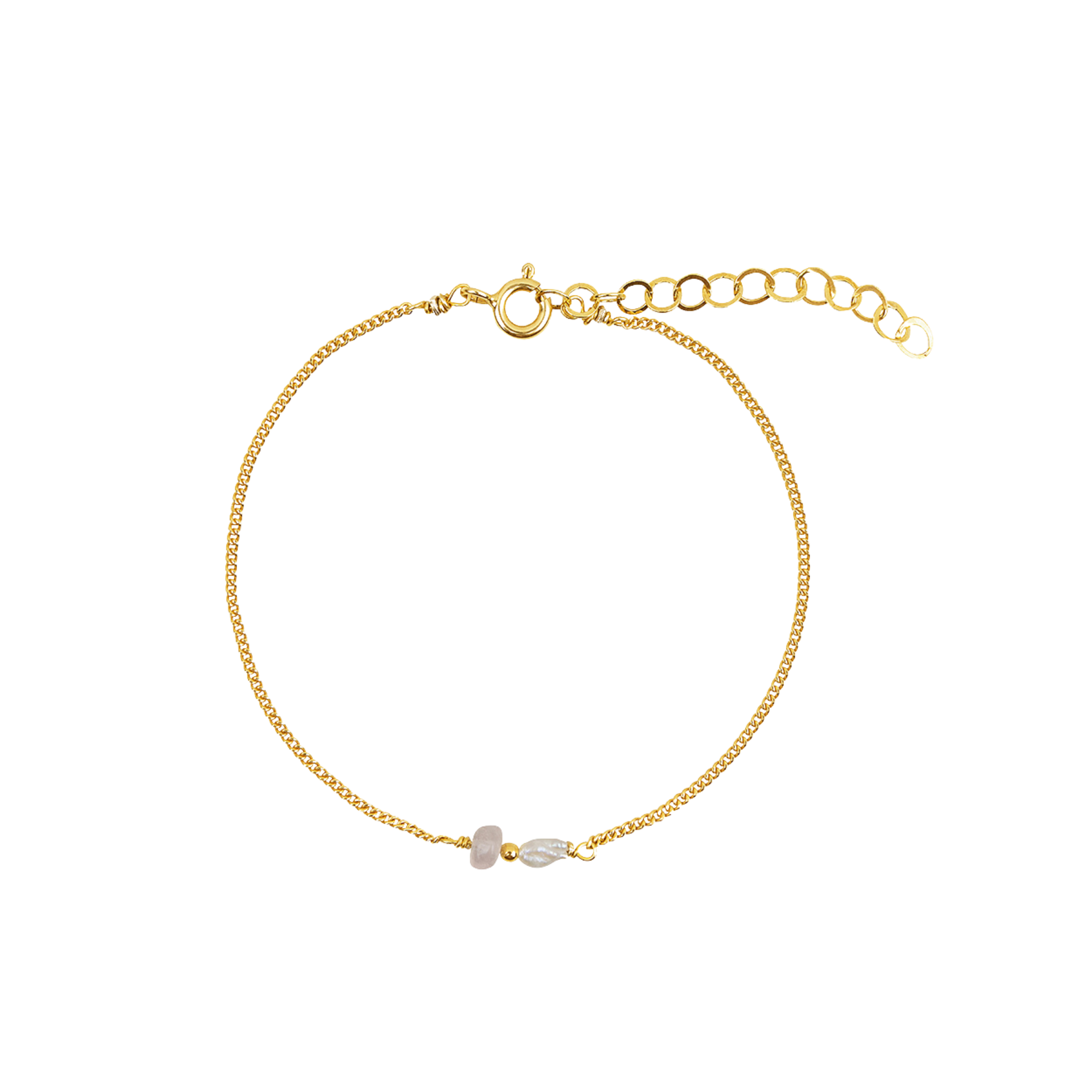 Elemental armband Rozenkwarts  |  Verguld en zilver