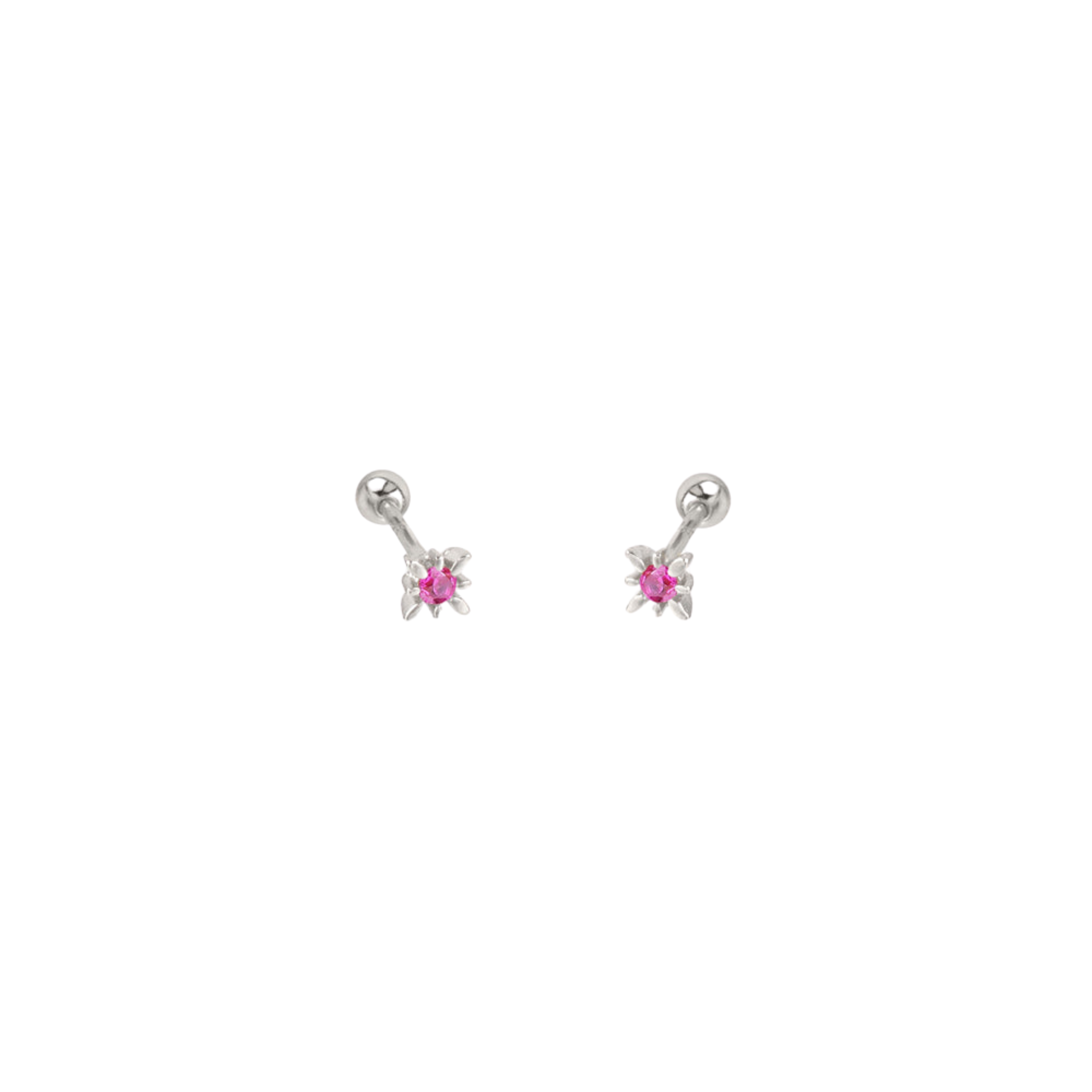 Oorstekers Molly roze - ronde achterkant | zilver
