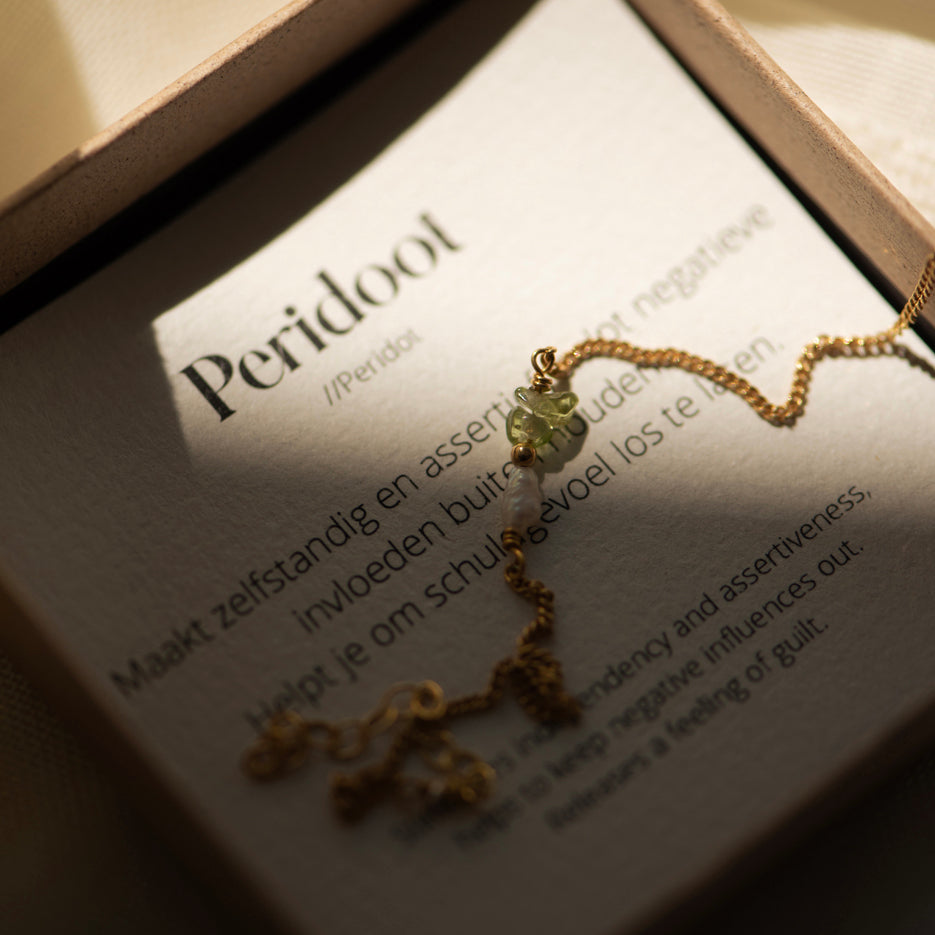 Elemental armband Peridoot (geboortesteen Juli) |  Verguld en zilver