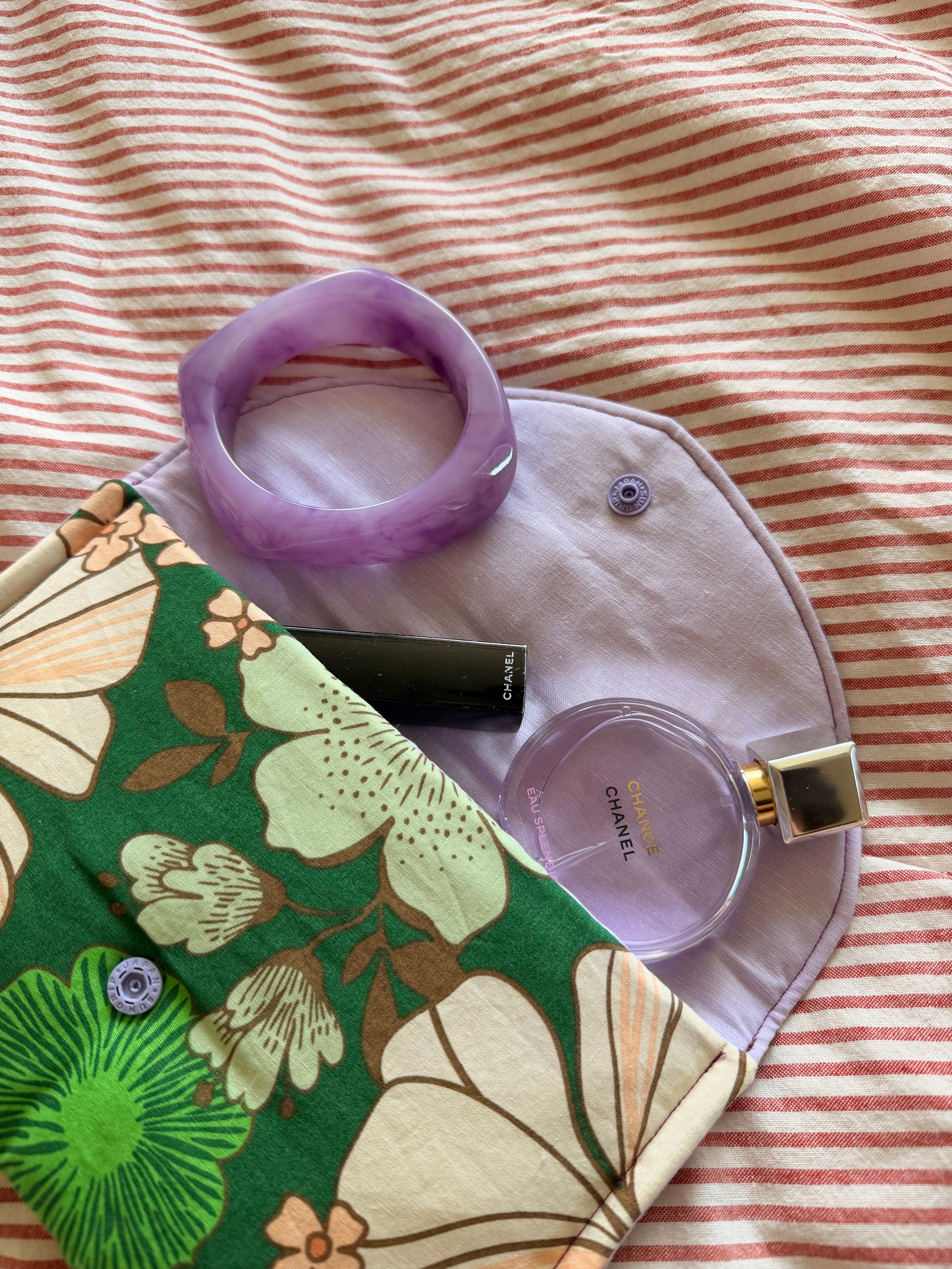 Gewatteerde pouch -  Summer Flower Green