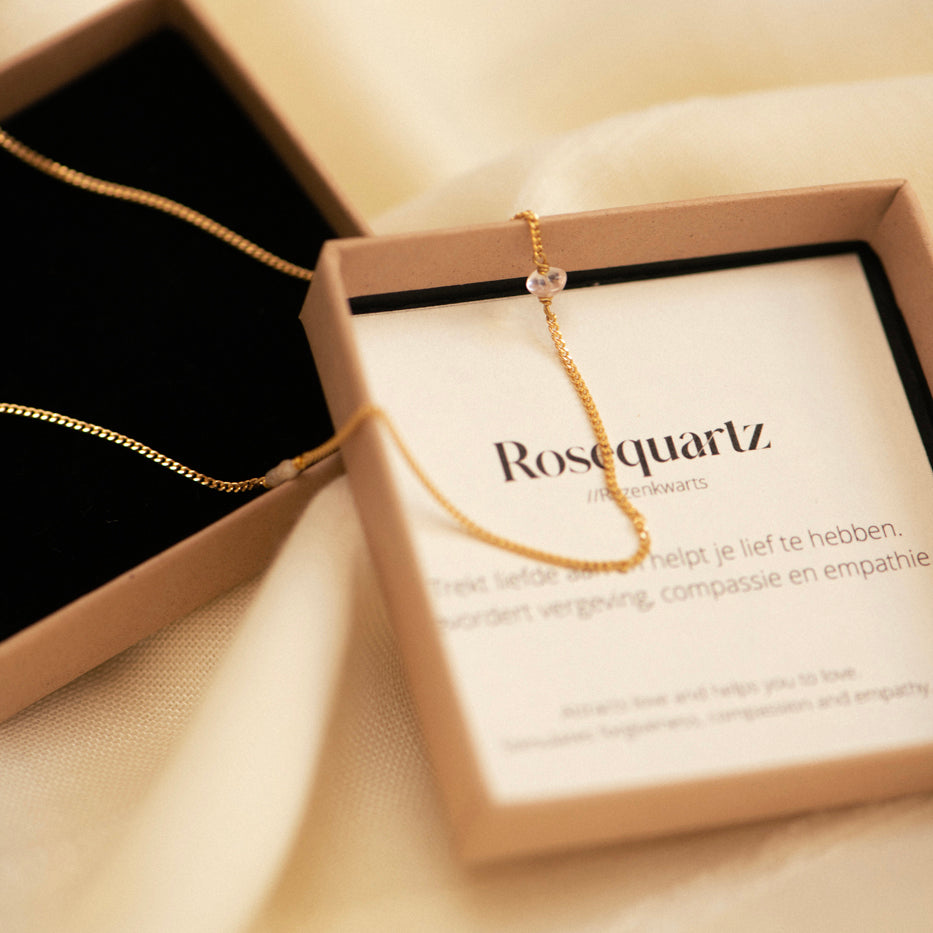 Elemental shortie Rozenkwarts  |  Verguld en zilver