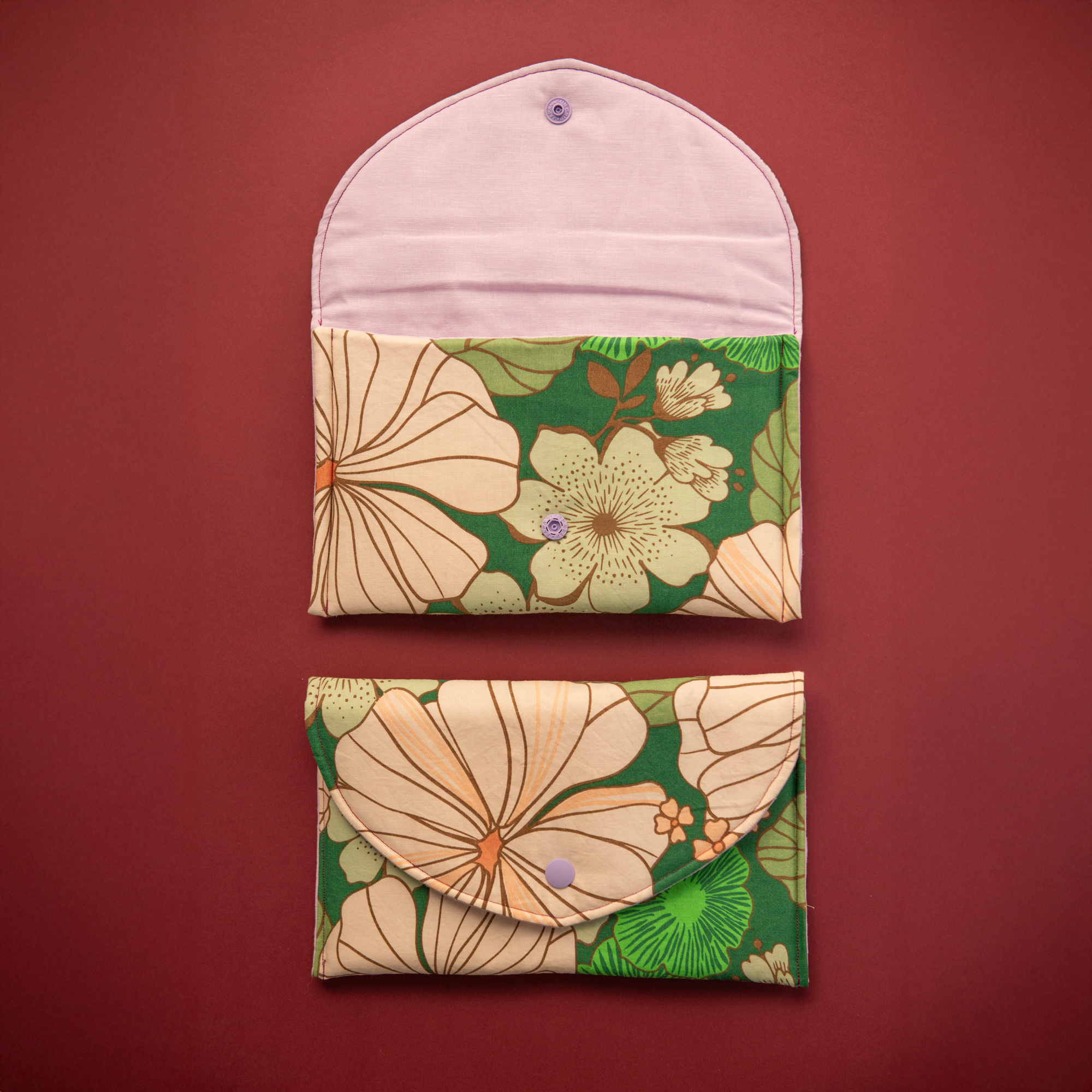 Gewatteerde pouch -  Summer Flower Green